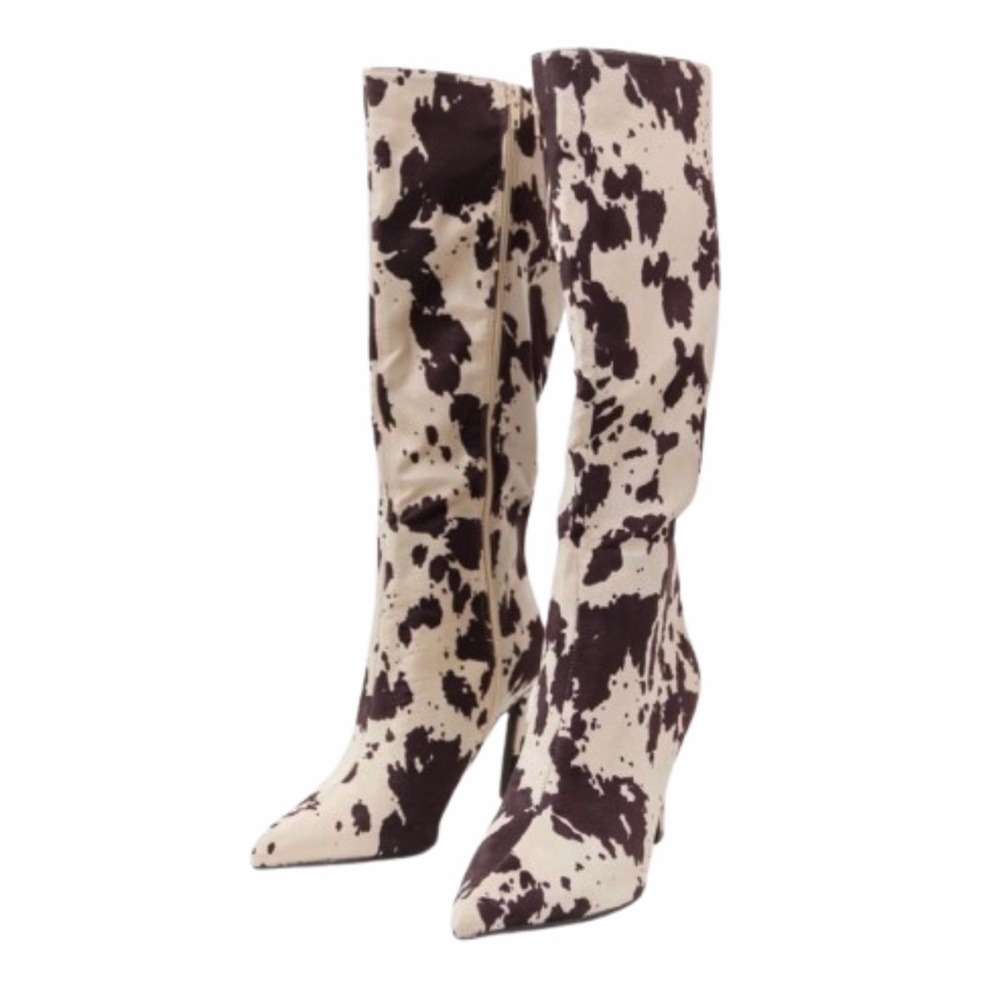 Women’s Cow Print Stiletto Boots - Picture 3 of 6